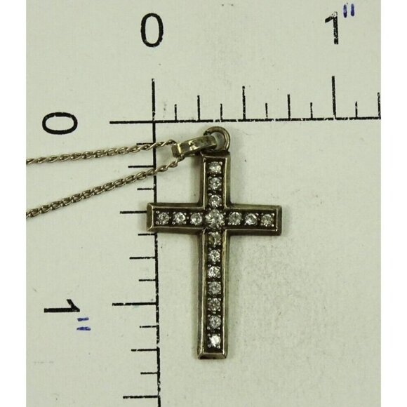 Cross Necklace French Silver on Chain Necklace - Picture 9 of 9